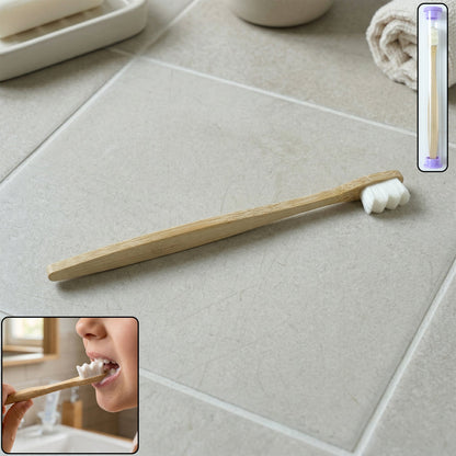 Wooden handle toothbrush set with travel case