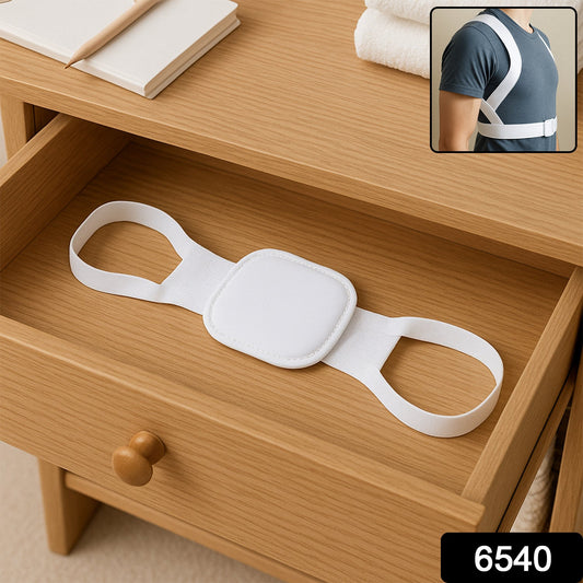 Side view of a person wearing the comfortable posture brace discreetly under a shirt.
