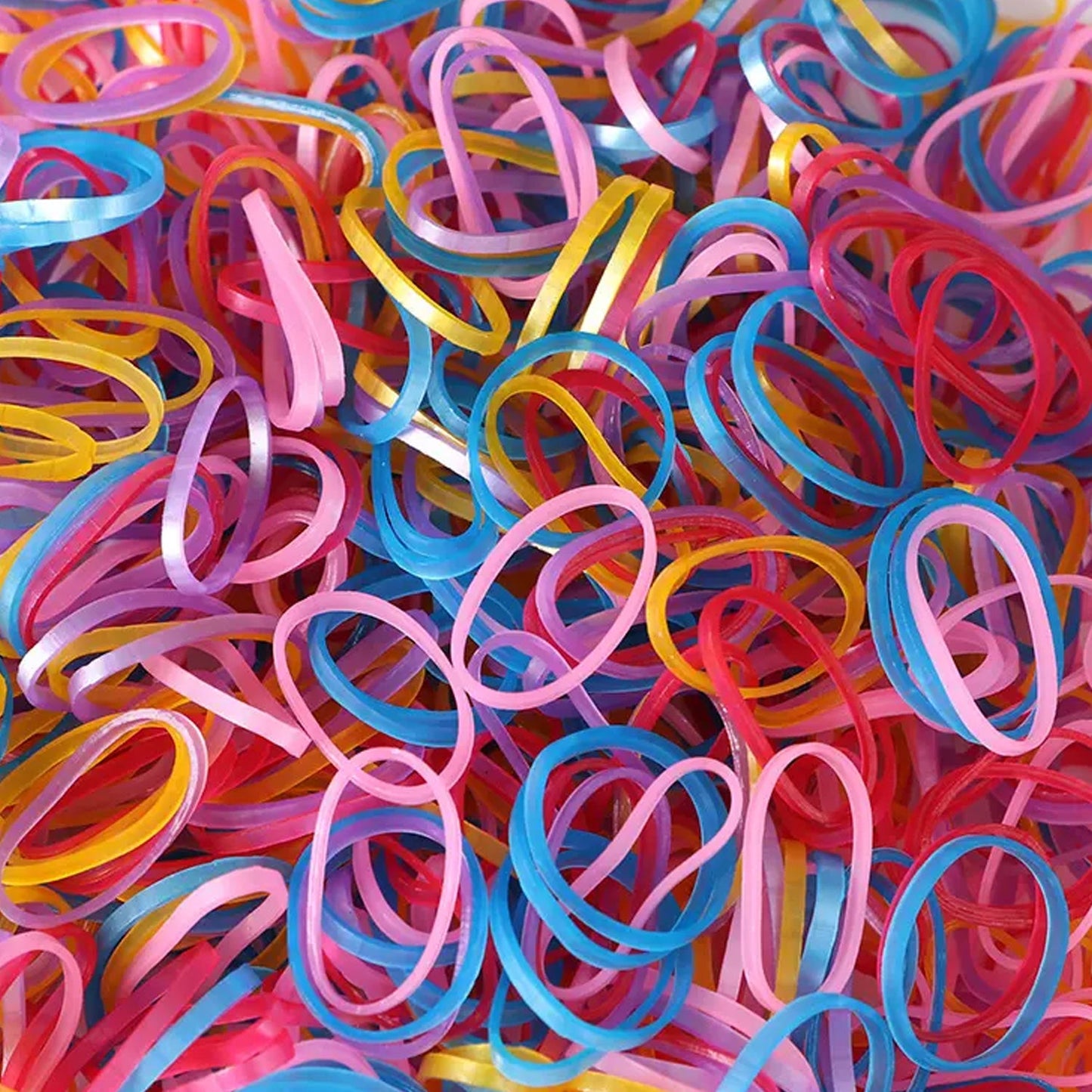 Multicolor elastic rubber bands for versatile office and home organization.
