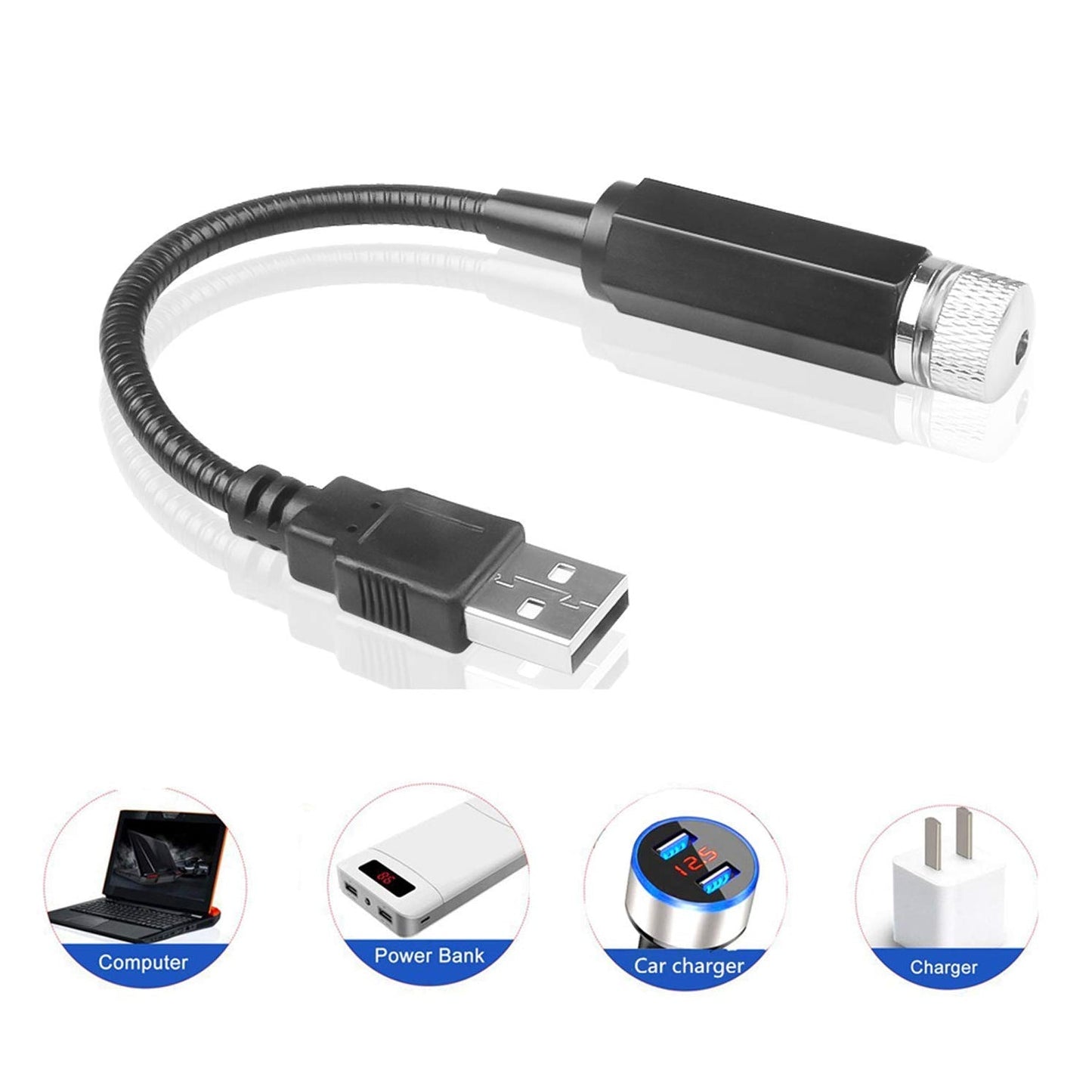 USB Star Projector with flexible neck, perfect for adjusting bedroom ambiance.
