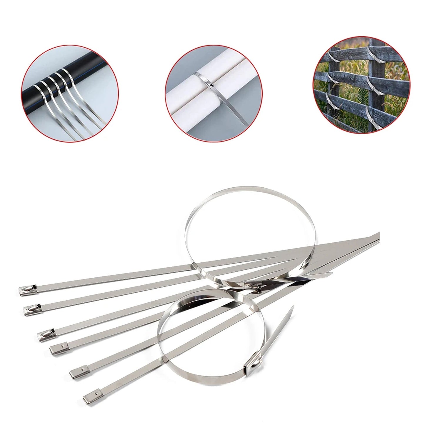A detailed view of the 304 stainless steel material used in the construction of these robust zip ties.
