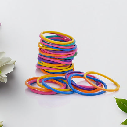 Assorted multicolor elastic rubber bands, showcasing various sizes for diverse uses.