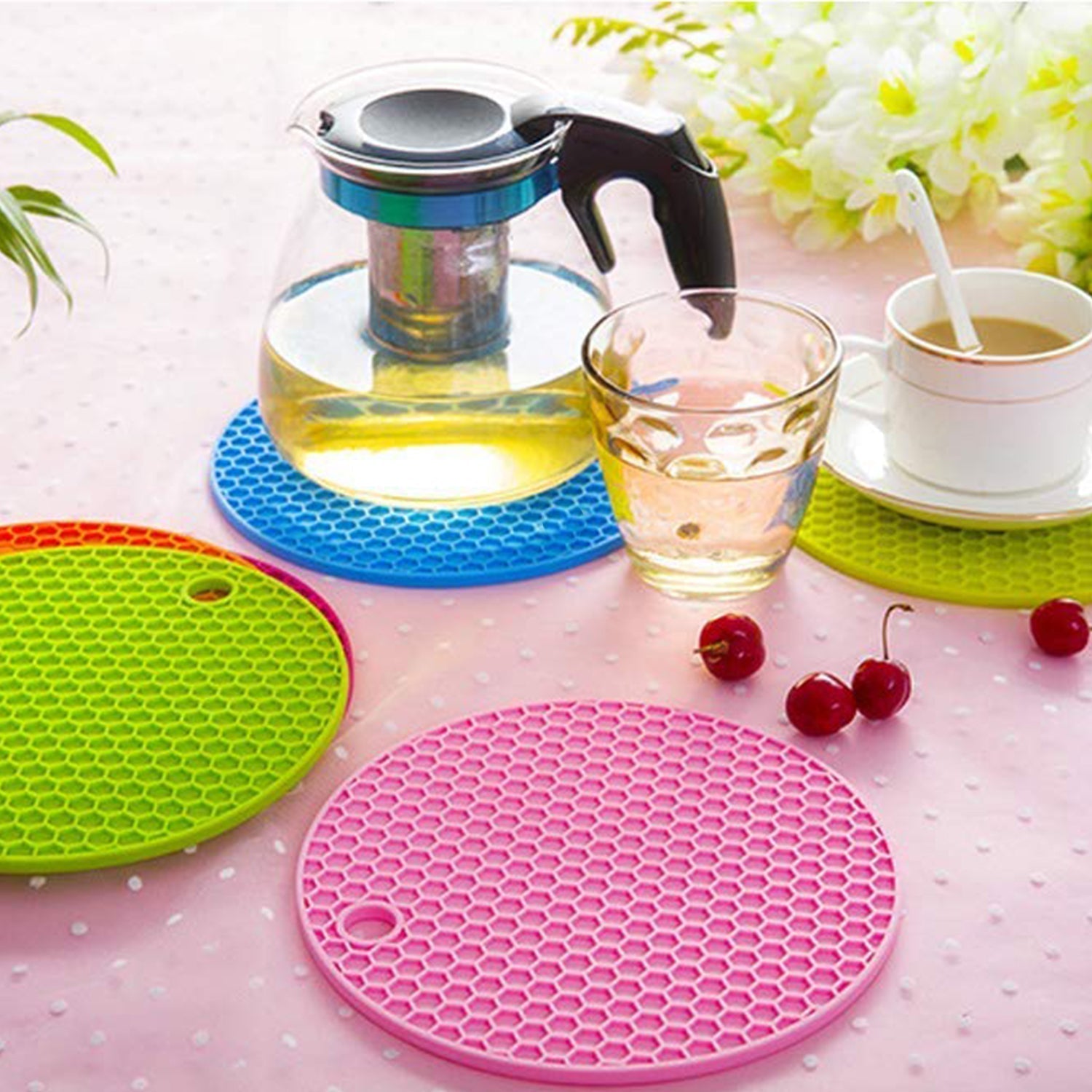 A versatile silicone hot mat laid flat, ready to protect surfaces from heat.