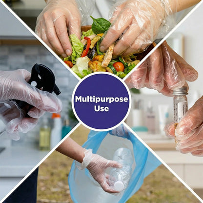Transparent disposable hand gloves for food and cleaning