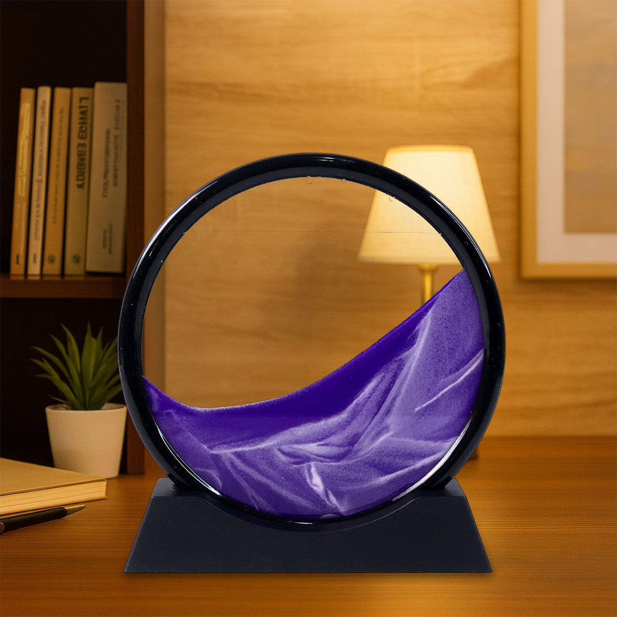 8781 Moving Sand Art Picture Decor 3d Deep Sea Sandscape Liquid Motion Round Glass Frame Display Flowing Sand Relaxing Gift For Kids Adults Painting Artistic Sandscape For Home Office Ornament Desktop Art Bookshelves Decoration (1 Pc )