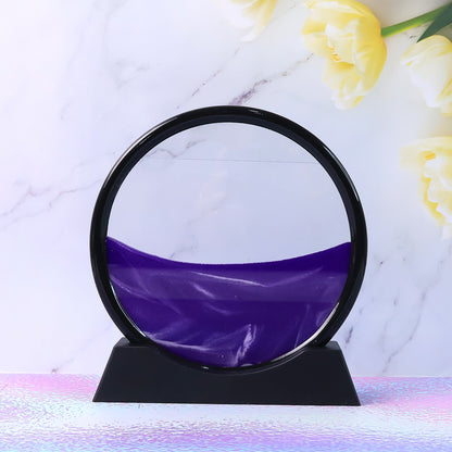 8781 Moving Sand Art Picture Decor 3d Deep Sea Sandscape Liquid Motion Round Glass Frame Display Flowing Sand Relaxing Gift For Kids Adults Painting Artistic Sandscape For Home Office Ornament Desktop Art Bookshelves Decoration (1 Pc )
