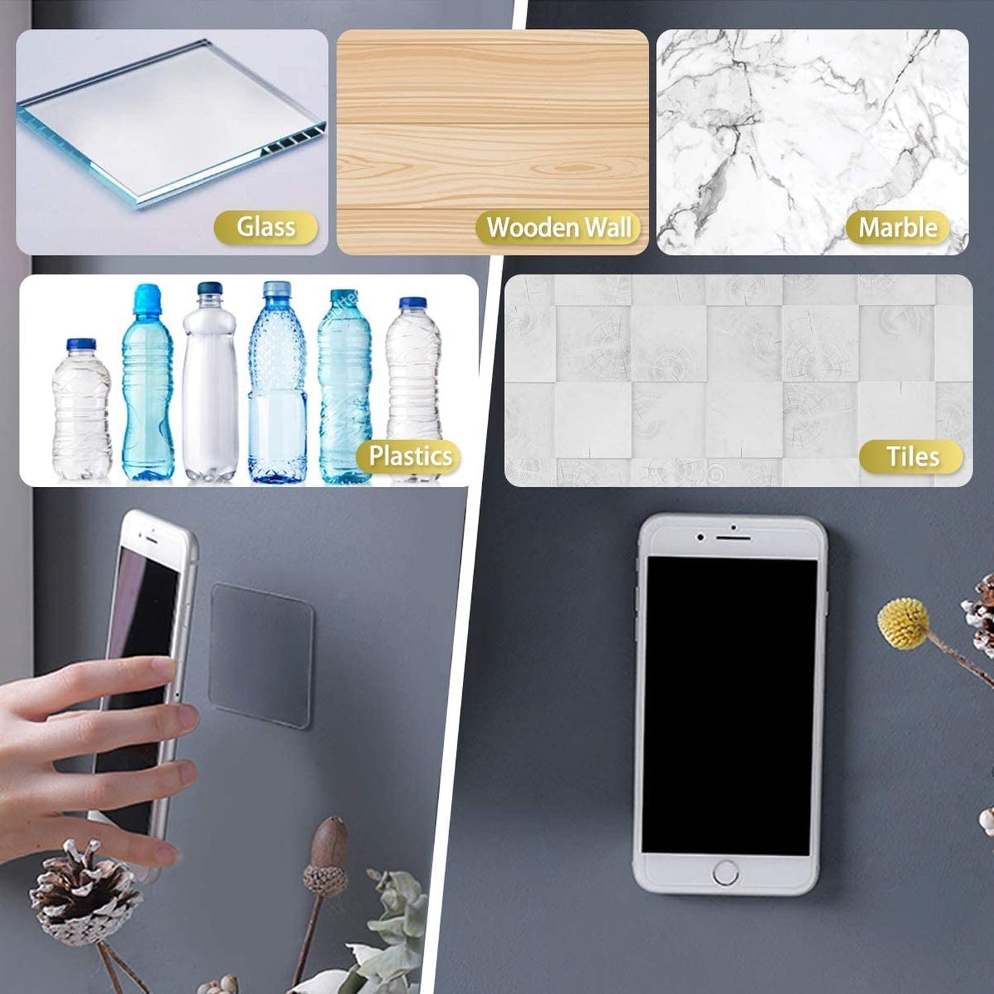 Versatile double-sided tape used for organizing items in a modern kitchen.